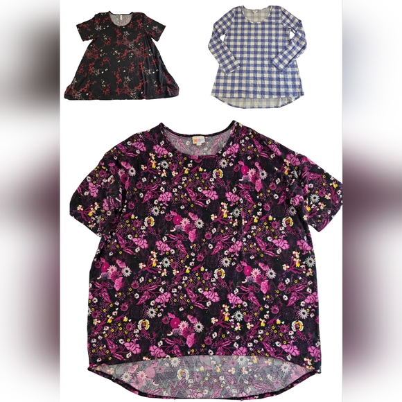 3 LuLaRoe Patterned Tops Size 2XL Floral Plaid Pretty Casual 0926-i - Picture 4 of 9